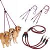 Adjustable Nylon 3 Way No-Tangle Triple Couple Pet Dog Walking Leash Lead with Padded Soft Handle Breakaway 3 Heads Lead Leash