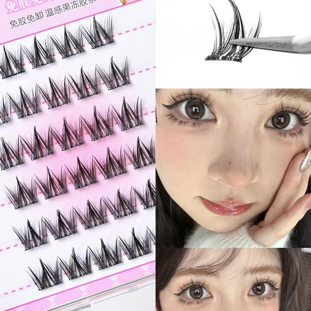 Natural Look Glue-free False Eyelashes Press On Segmented Eyelashes  Women's Beauty