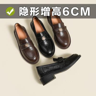 Бесшумная камелия, круглый носок, британские маленькие кожаные туфли, женские черные туфли на платформе, новые, в стиле ретро, для поездок на работу, маленького размера, увеличивающие рост