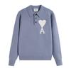 AMI New Polo Collar Knitted Sweater Jacquard Love Couple Woolen Sweater