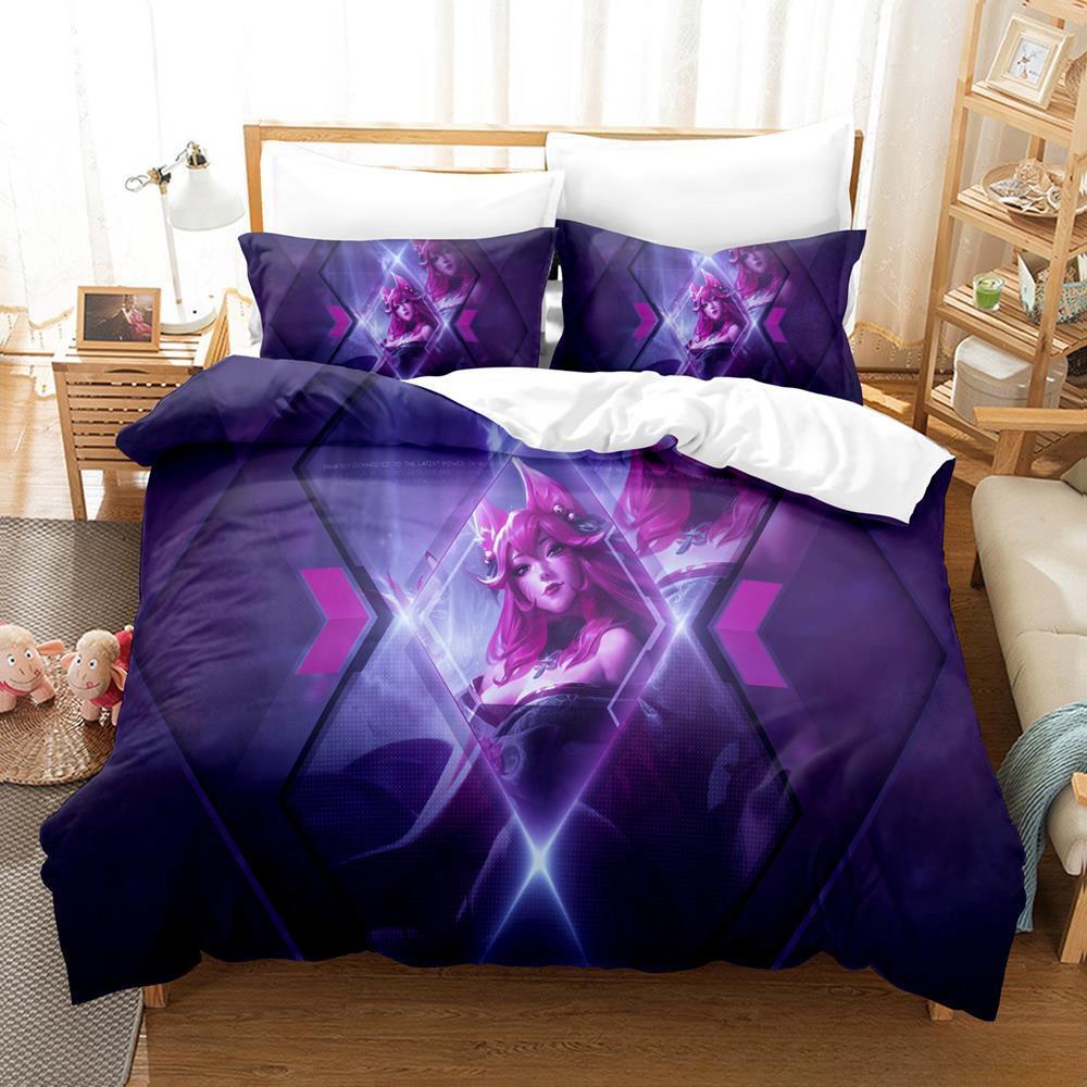 Комплект постельного белья League of Legends Spirit Blossom Ahri Single Twin Full Queen King Size Bed Set Adult Kid Bedroom Duvet cover Sets