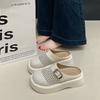 Baotou New Woven One Pedal 2025 Baotou Half Slippers Thick-soled Slippers Hollow Muffin Retro Cool Slippers Women