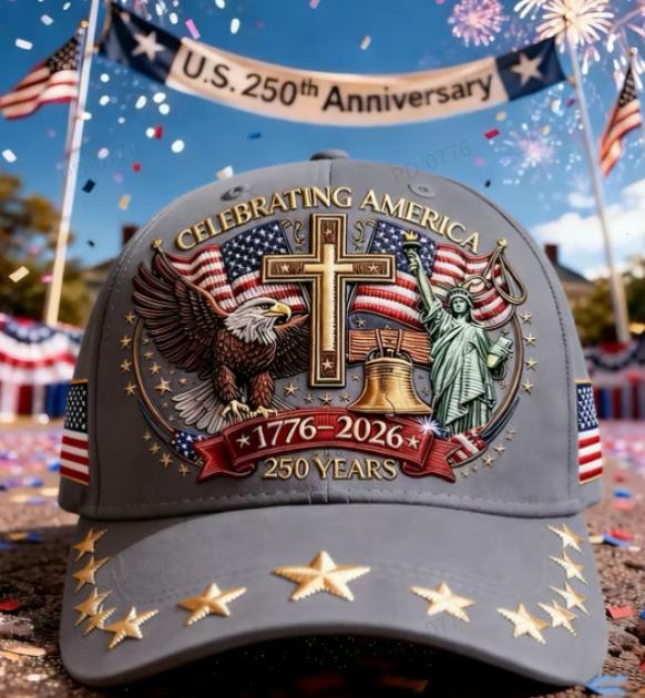 3D-печатная американская 250-я бесплатная Муза Американский орел Двухфлаговая памятная бейсболка