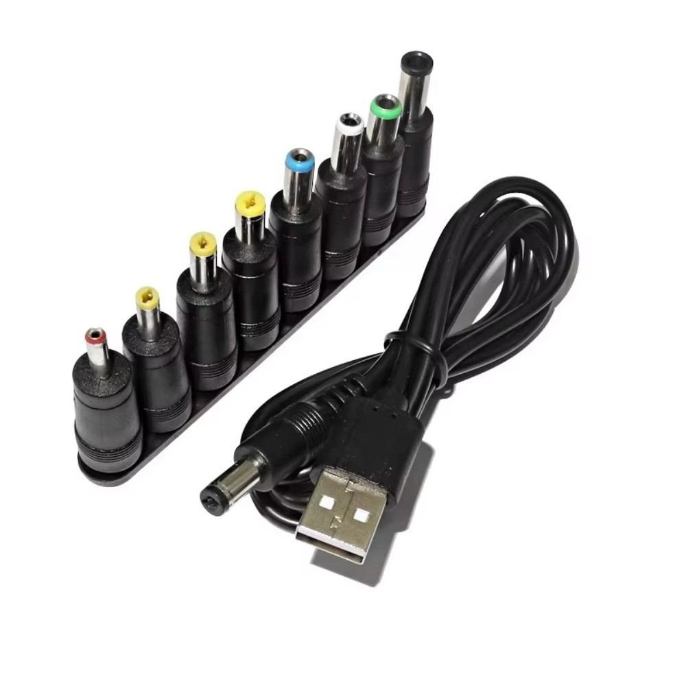 Power Cord 5.5 * 2.1mm Jack Universal Power Cable DC Connector 8 Tips USB To DC Cable 5V Output 5V Charging Cord Power Supply