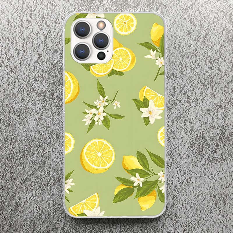 Летние Фрукты Лимонный Принт Мягкий Чехол для iPhone 17 Air 16 16E 15 14 Plus 13 Mini 12 11 Pro Max Оболочка Телефона SE 7 8 Чехол с Рисунком f