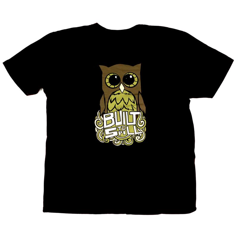 Sale Built To Spill Band Owl Tour Heavy Cotton Black Full Size T Shirt