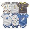 KIDDIEZOOM 6 PCS Newborn Cartoon Onesie Bodysuits Short-sleeved Suits for Babies Boys Baby Girl Clothes