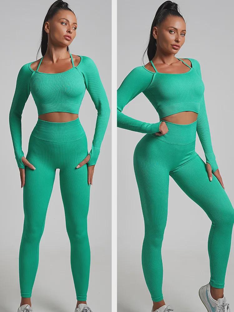 Костюм для йоги и бега в европейско-американском стиле с принтом тай-дай, эластичный, с трикотажными брюками для женщин