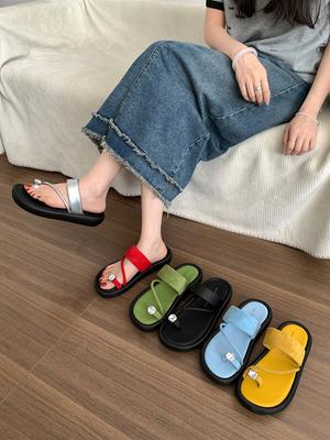 Модные бежевые босоножки на каблуке, домашние тапочки, шлепанцы на платформе, женские черные резиновые плоские туфли 2025, женские тапочки 2025, плоские тапочки