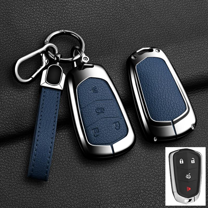 Car Key Case Cover For Cadillac Xt5 XTS CTS SRX ATSL XT4 CT6 ATS Escalade ESV DTS ELR STS 2014-2018 Zinc Alloy Leather Keychain AGY1