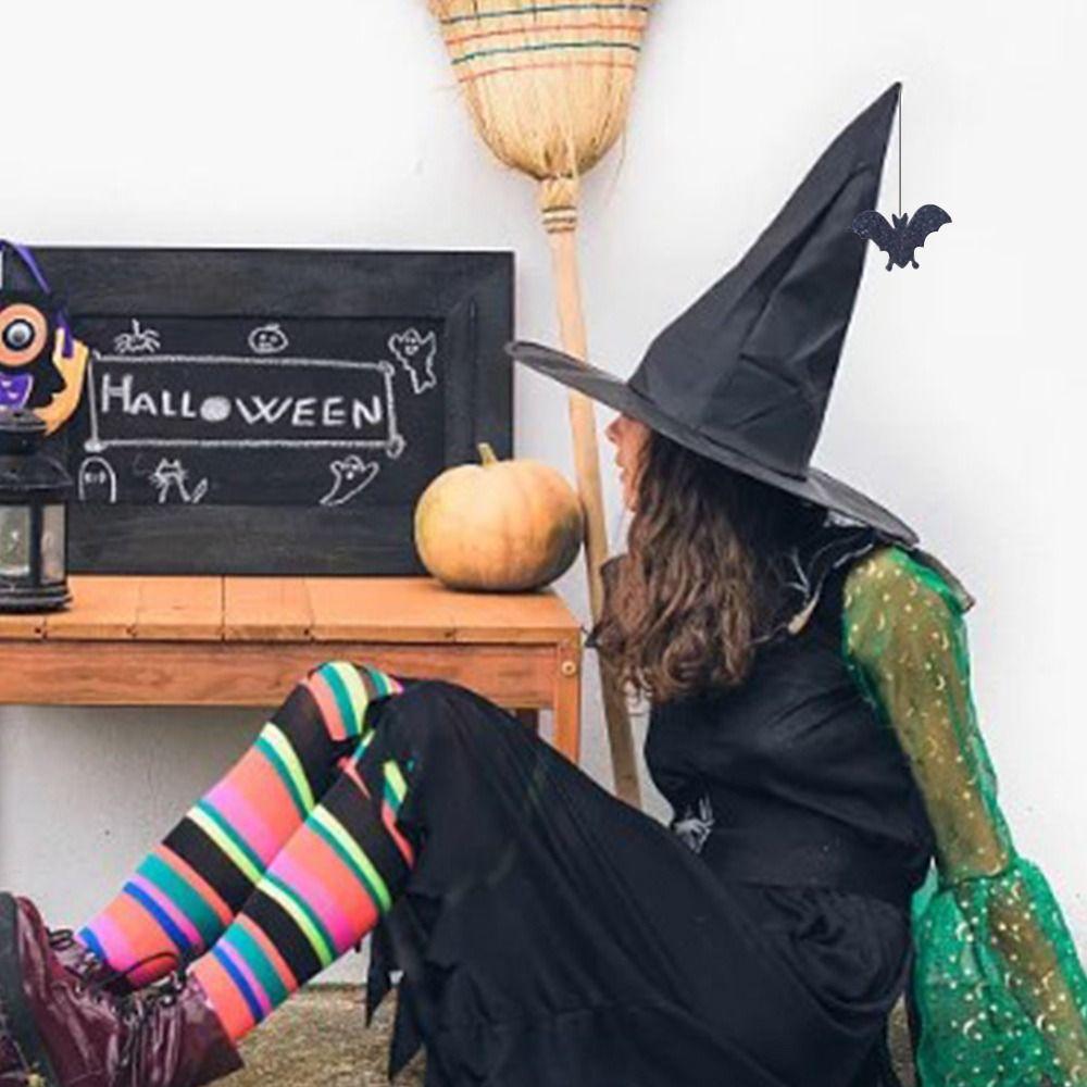 Pleated Modern Witch Hat Black Purple Makeup Props Leisure Halloween Hat Travel