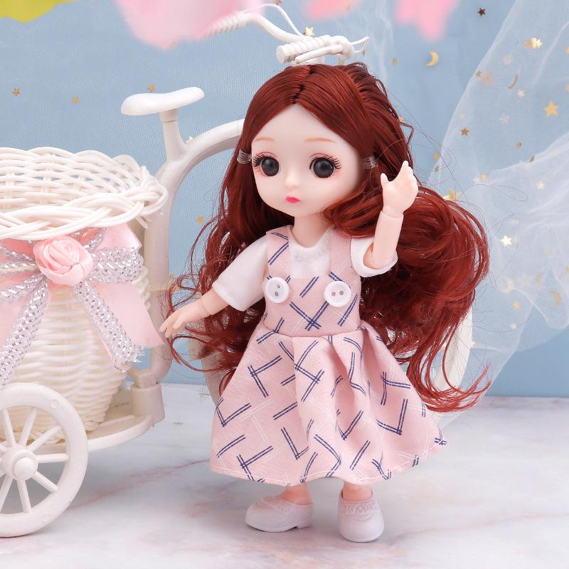 Мини-подвижная 13-шарнирная кукла 17 см, игрушка для девочек, 3D большие глаза, BJD принцесса, полная одежда, коллекция платьев, детская кукла в подарок