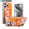 KEYSION 360° Вращающаяся подставка-кольцо Магнитный чехол для телефона для MagSafe для iPhone 14 15 Pro Max 15 Plus Лазерный градиентный противоударный чехол