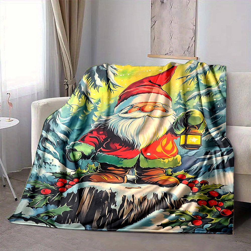 1Pc Christmas Gnome Winter Forest Blanket Soft And Comfortable Casual Warm Camping Travel Christmas Halloween Gift M91711