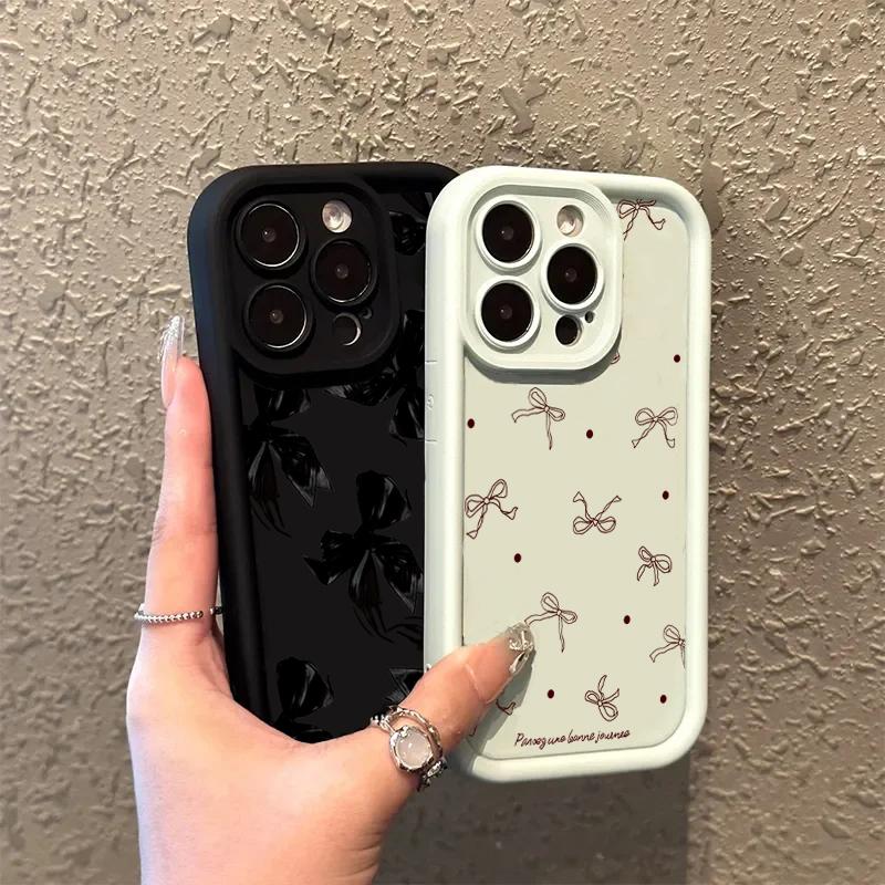 Милый Чехол Для Телефона Из Мягкого Силикона С Узором Бантик Для iPhone 17 16 15 14 13 12 11 Pro Max 17 Air 16E XS X XR 7 8 Plus Ударопрочный Чехол