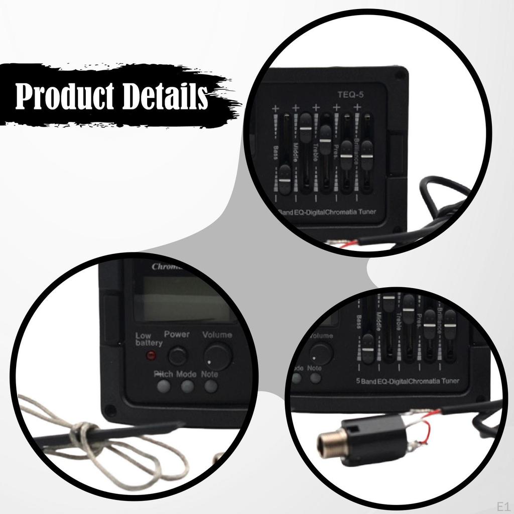 5-полосный предусилитель для акустической гитары, хроматический тюнер, пьезо-звукосниматель, регулятор громкости для