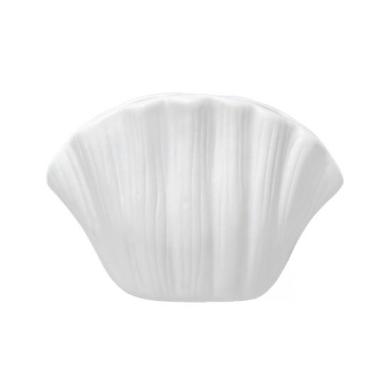 White Vinyl Shell Flower Vase Modern Pleated Flower Holder Container Home Office Table Centerpiece