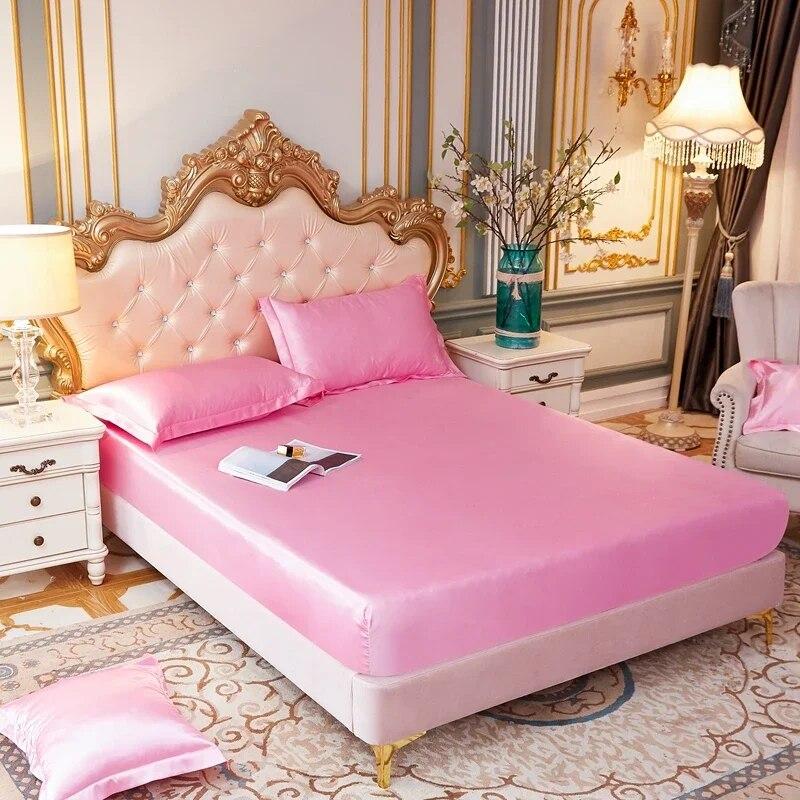 Простыня из атласа и вискозы, высококачественный однотонный наматрасник, простыня на резинке, 140x200, 160x200