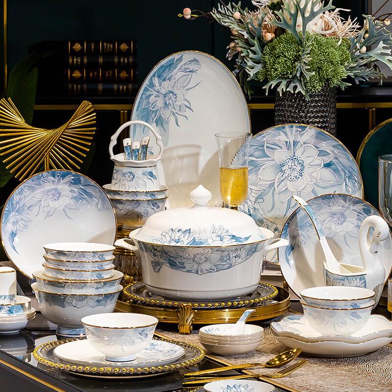 Керамический обеденный сервиз Jingdezhen Mo De Lan Ka