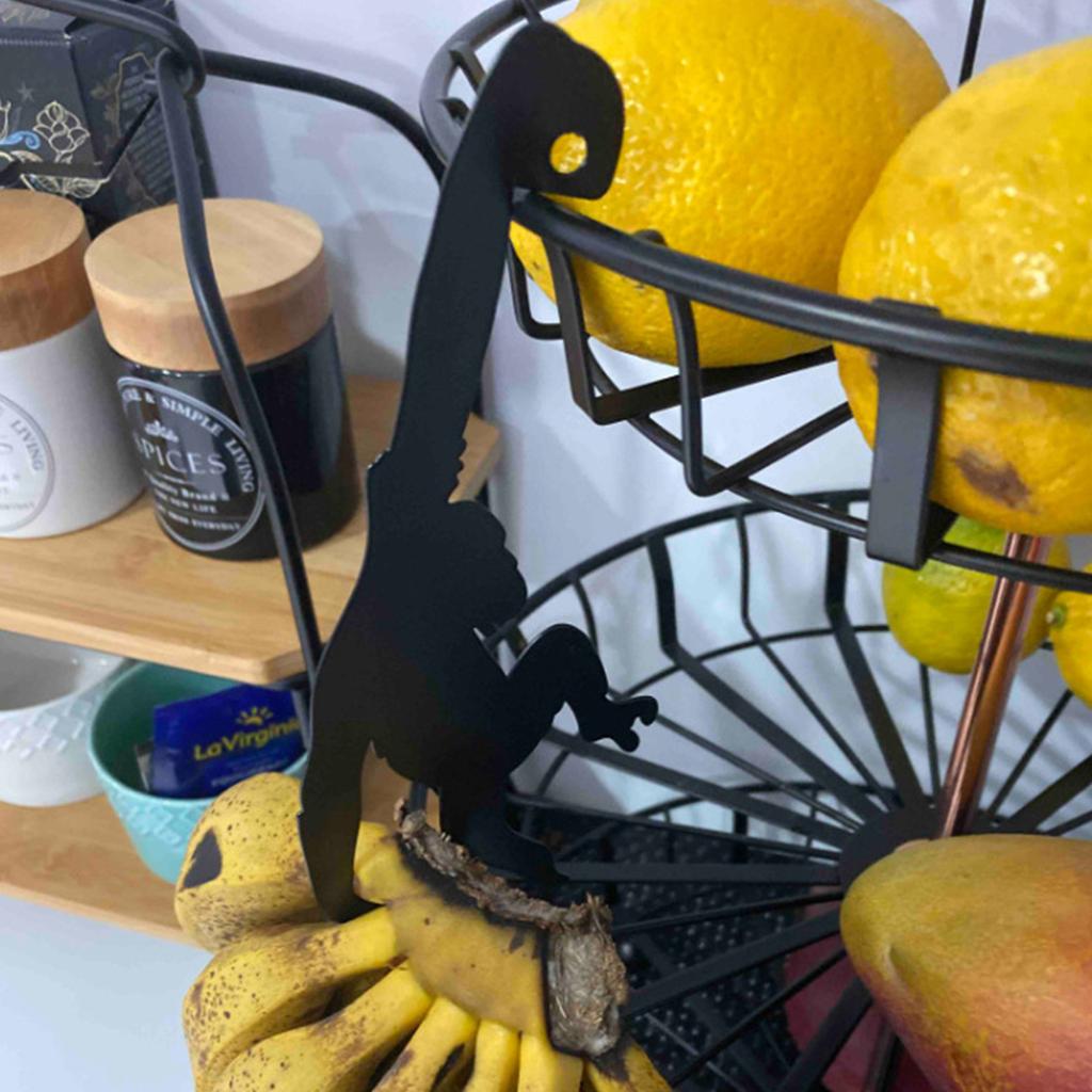 Черная стойка с крючками для бананов и обезьян — металлический подвесной органайзер для хранения вещей для кухни, ванной комнаты, спальни — креативный и забавный подарок для любителей животных и фруктов