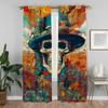 Musical Skull Kitchen Curtains for Living Room Home Interior Curtains 2 Pieces Partition Window Curtain Shades Tulle for Bedroom