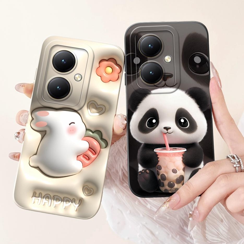 For Vivo Y27 4G Case V2249 Lovely Panda Cartoon Cover Shockproof Soft Silicone Phone Case For Vivo Y27s Y 27 s VivoY27 5G Bumper