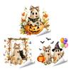 Halloween Window Cling Vintage Patch Ghost Static Clings, Thanksgiving Pumpkin Bow Maple Leaf Autumn Home Decoration Glass Stickers, Reusable