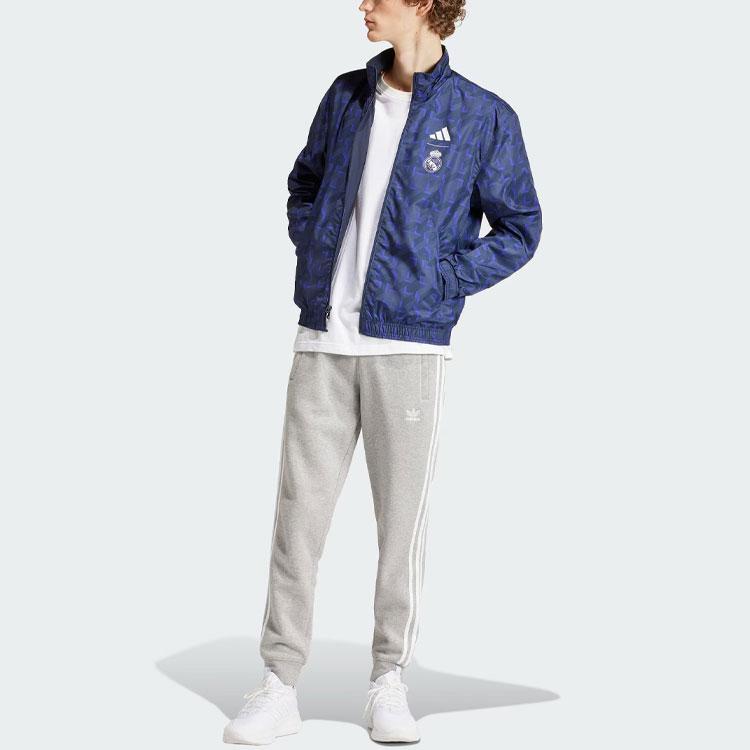 Adidas Реал Мадрид Гимн Куртка Двусторонняя повседневная спортивная мужская куртка Legend-Ink-Blue IQ0549