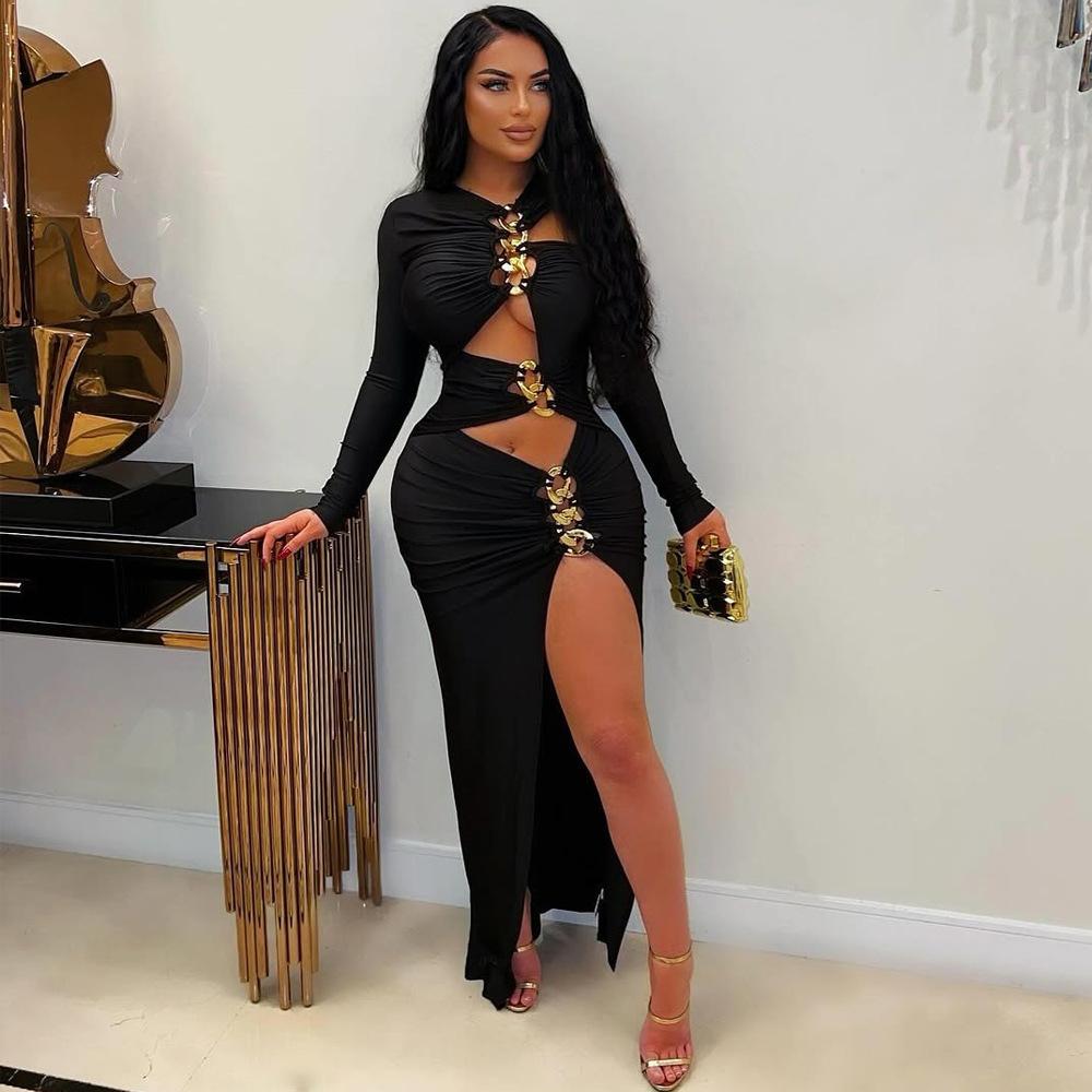 Женское модное облегающее платье сексуальное платье с разрезом платье