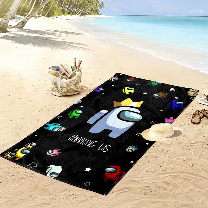 Among Us Print Beach Towel, Large Soft Quick Dry Towel for Beach Camping Swimming