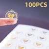 100 шт. прозрачных бронзовых наклеек в виде сердца 1,26 дюйма, круглая этикетка для запечатывания конвертов для свадебных приглашений, подарочных декоративных бирок
