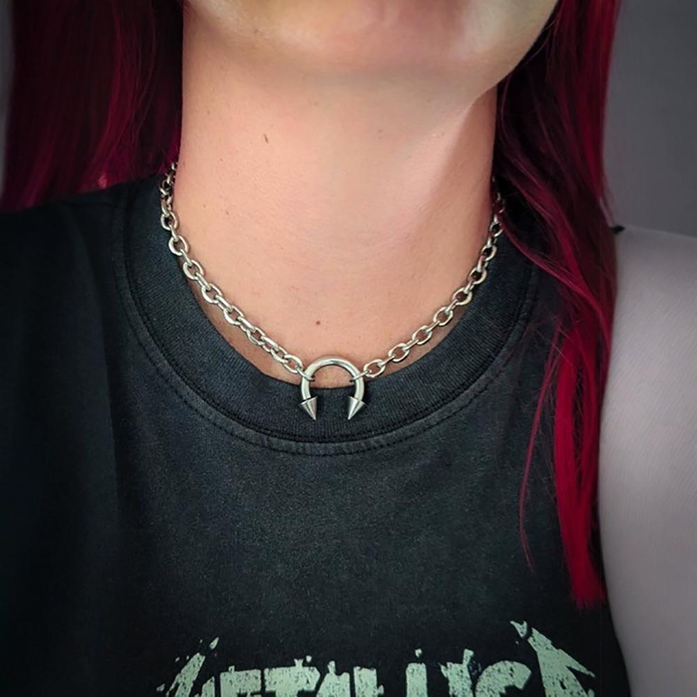 Fashionable Nose Clip Pendant Stainless Steel Necklace Nightclub Sexy Geometric Nose Clip Collarbone Necklace For Women