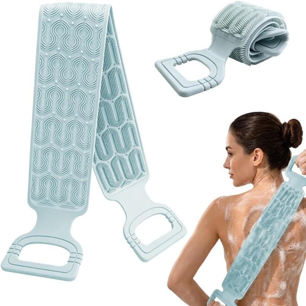 Long Strip Silicone Body Scrubber Double-Sided Exfoliating Bath Towel  For Men & Women