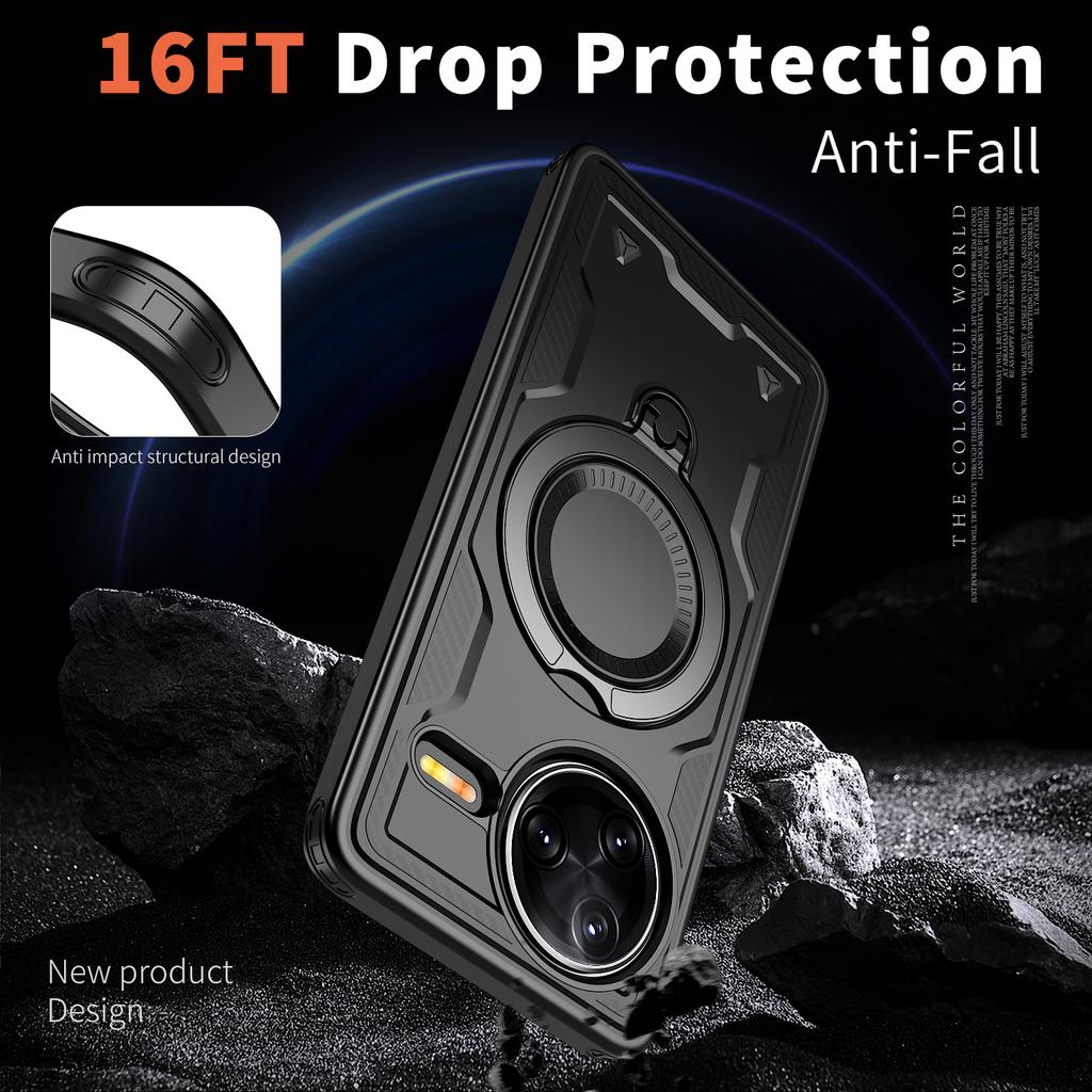 Magnetic Case For Xiaomi Redmi K80 5G/K80 Pro 5G/Poco F7 Pro 5G/F7 Ultra 5G Military Protection PC+TPU Kickstand Phone Cover