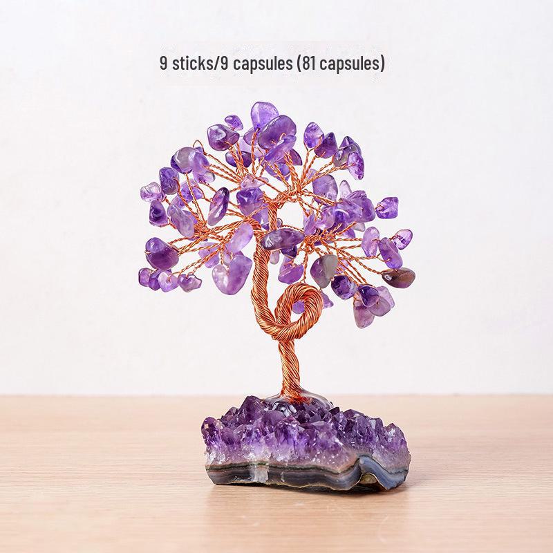 Amethyst Cluster Gemstone Tree Ornament – Crystal Home Decor Craft