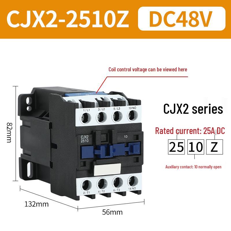 DC Контактор CJX2: Модели 1210, 0910, 1810, 2510 - Варианты напряжения: 12В, 24В, 48В, 110В, 220В, 380В