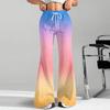Women's Fashion Loose Drawstring Waist Gradient Printed Casual Sports Pants Casual Flared Pants