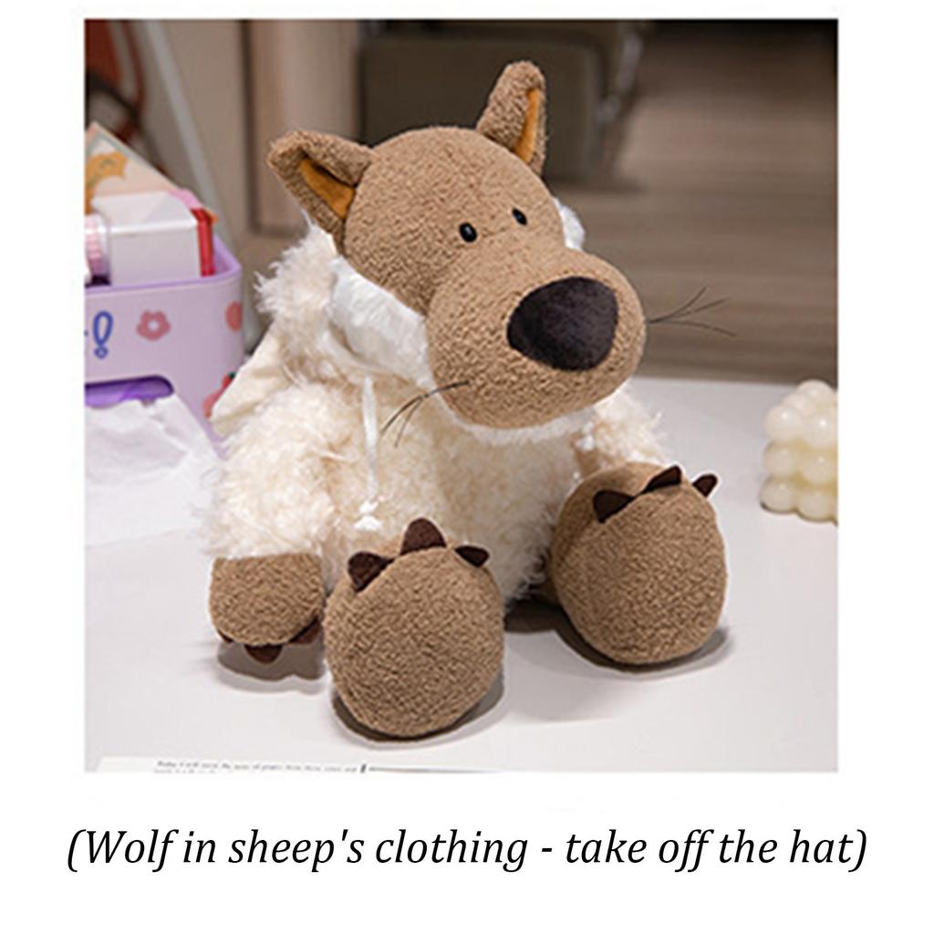 Куклы волки в шерсти, плюшевые игрушки волки, имитация кукол волков, тканевые куклы, волки в шерстяных пальто