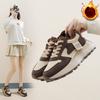 Women's Winter Warm Chunky Platform Sneakers Faux Fur Lined Walking Shoes Non-Slip Lace-Up PU Leather Casual Fleece Lined Dad Sneakers for Female