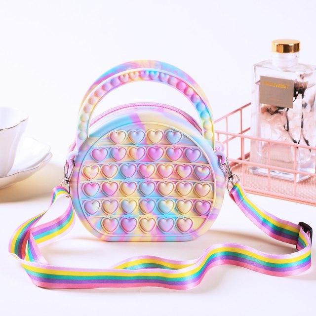 Силиконовая сенсорная сумка-пузырь Pop It через плечо, антистресс-игрушки, релаксант, аутизм, сумочка, кошелек для монет для детей