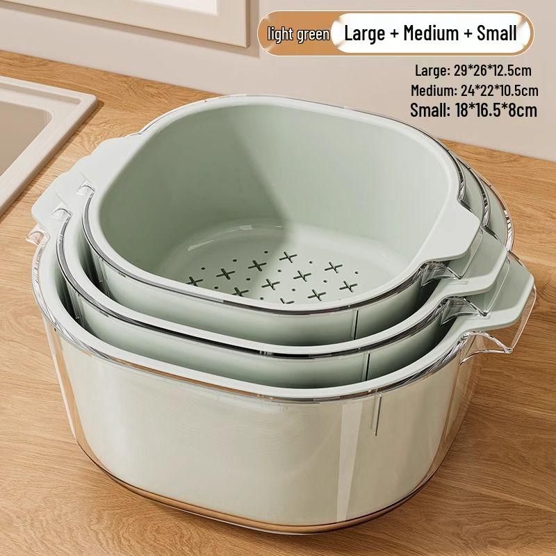 Double-Layer Kitchen Drain Basket for Fruits & Vegetables - Food-Grade Storage & Strainer