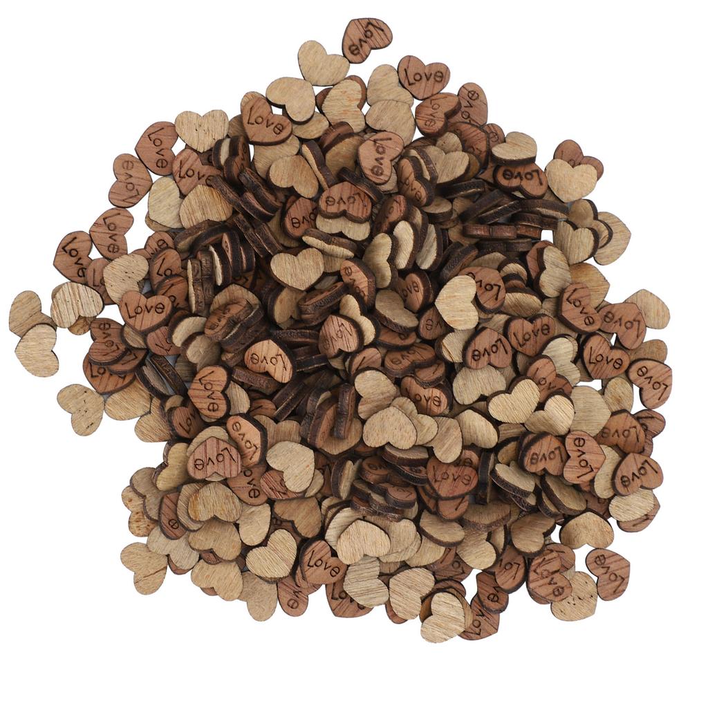 300Pcs Wooden Heart Confetti Natural Craft DIY Ornament Valentine"s Day Wedding Decoration