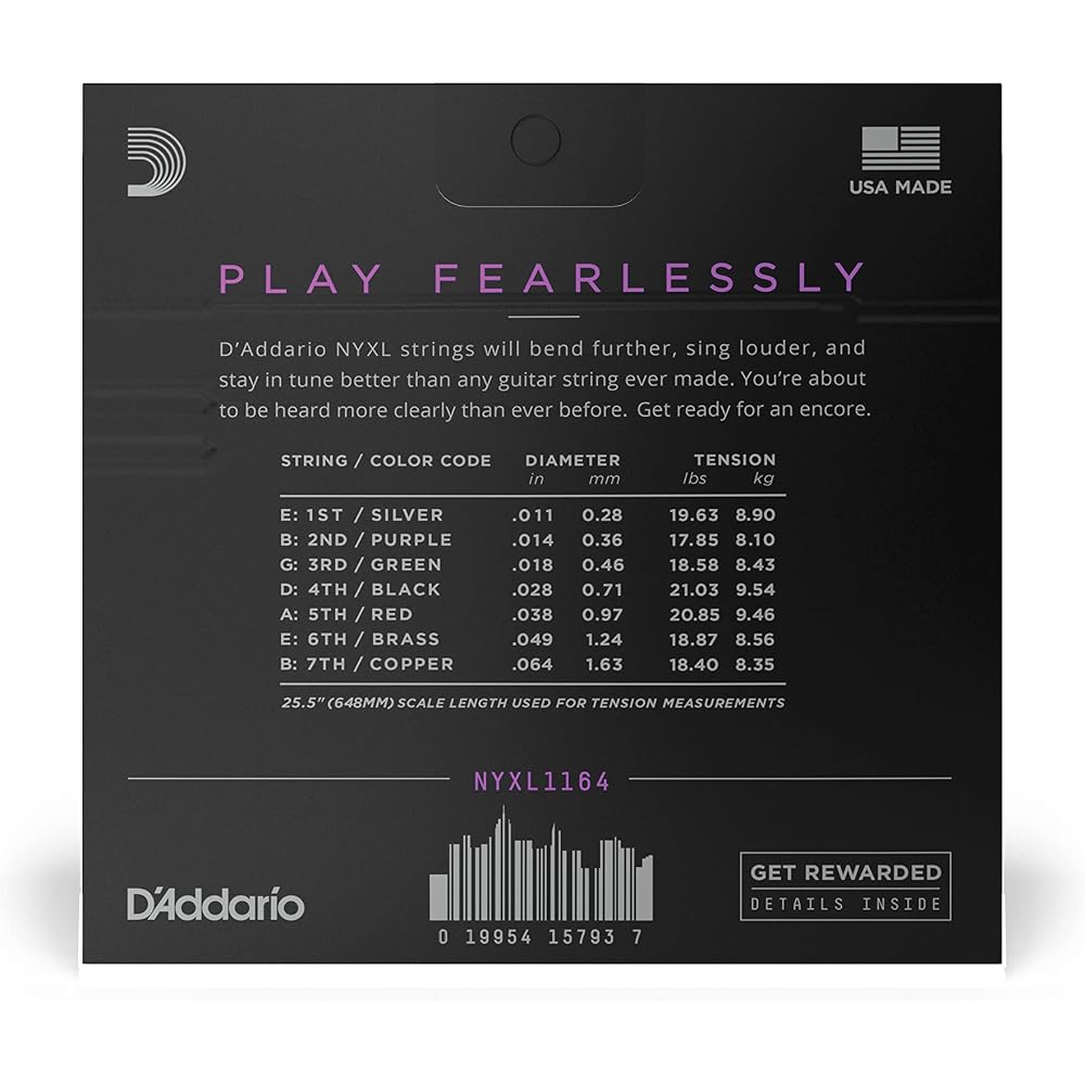 D'Addario Daddario Струны для электрогитары NYXL Medium 7 Струн .011-.064 NYXL1164 [Внутренний Gen...