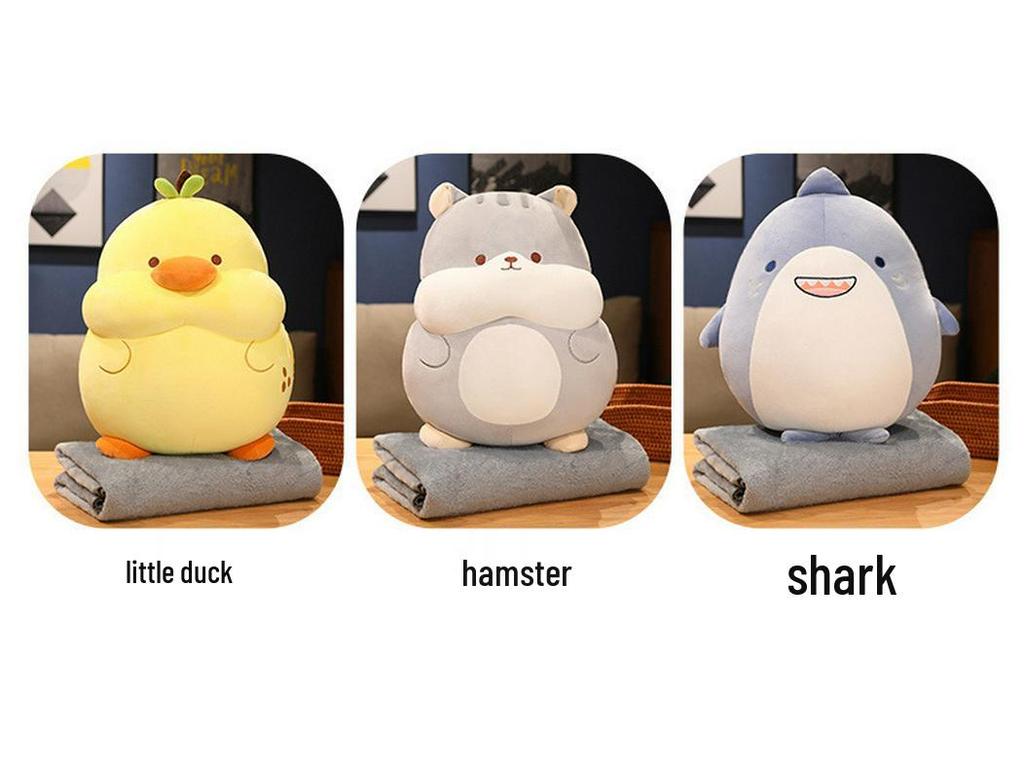 Грелка Желтая Утка Акула Плюшевая Игрушка и Плед - Милая, Мягкая, Вкладываемая, Идеально для Время Сна или Комнат с Кондиционером