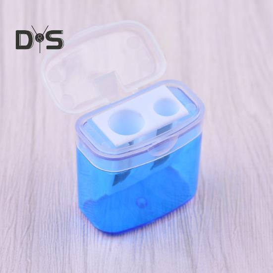 Double Hole Pencil Sharpener with Storage Box Premium Blade Home Office Kids Pencil Sharpener Stationery Supplies