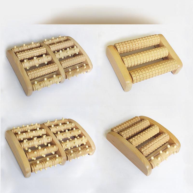 Утолщенная деревянная подошва для ступней и роликовый массажер для ног с акупунктурным шариком