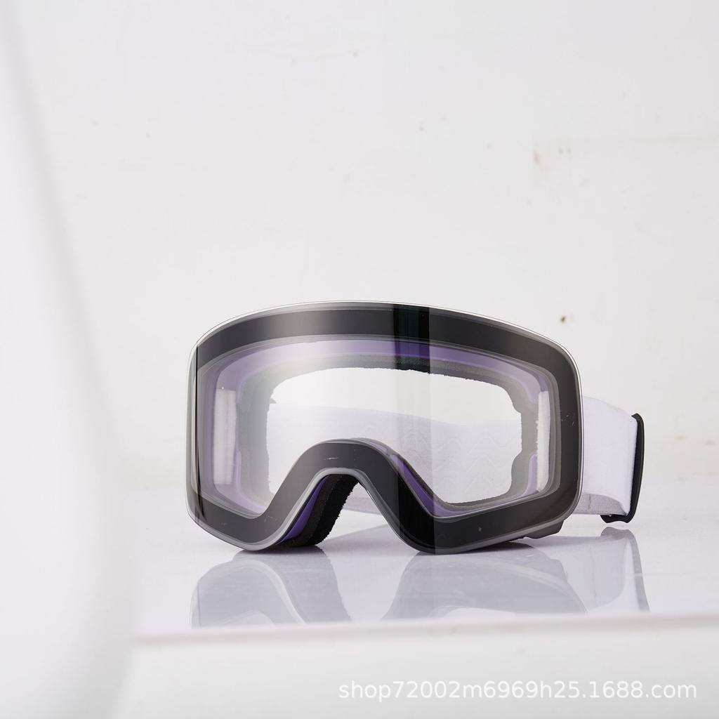 Ski goggles with double layers, anti-fog, anti-wind and sand, compatible with prescription glasses, magnetic dual lenses, UV protection