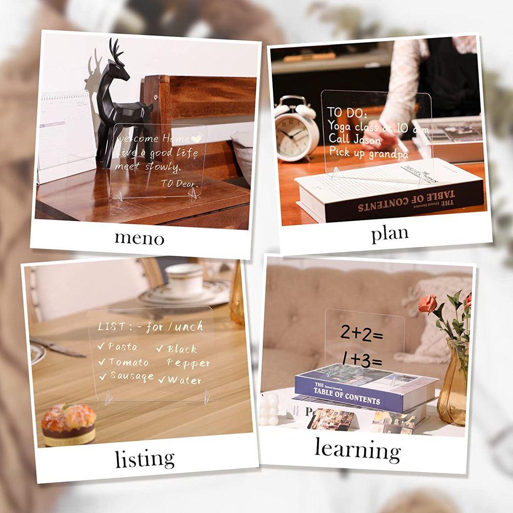 Menu Records Whiteboard with Stand Acrylic Dry-Erase Board Desktop Display Memo Message Board