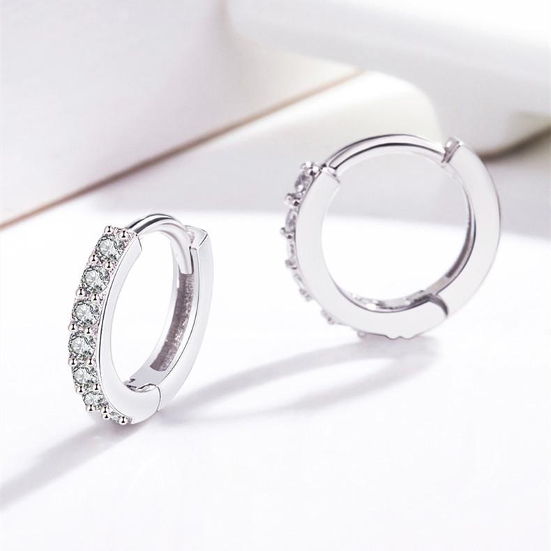 Korean Style S925 Sterling Silver Circle Earrings with Zircon Inlay – Women's Simple Studs