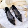 Fashion Sequins With Bow Slip-on Woman Flats Quick Delivery Young Trend 2025 Casual Chic and Elegant Summer Pointed Toe Shoes for Women